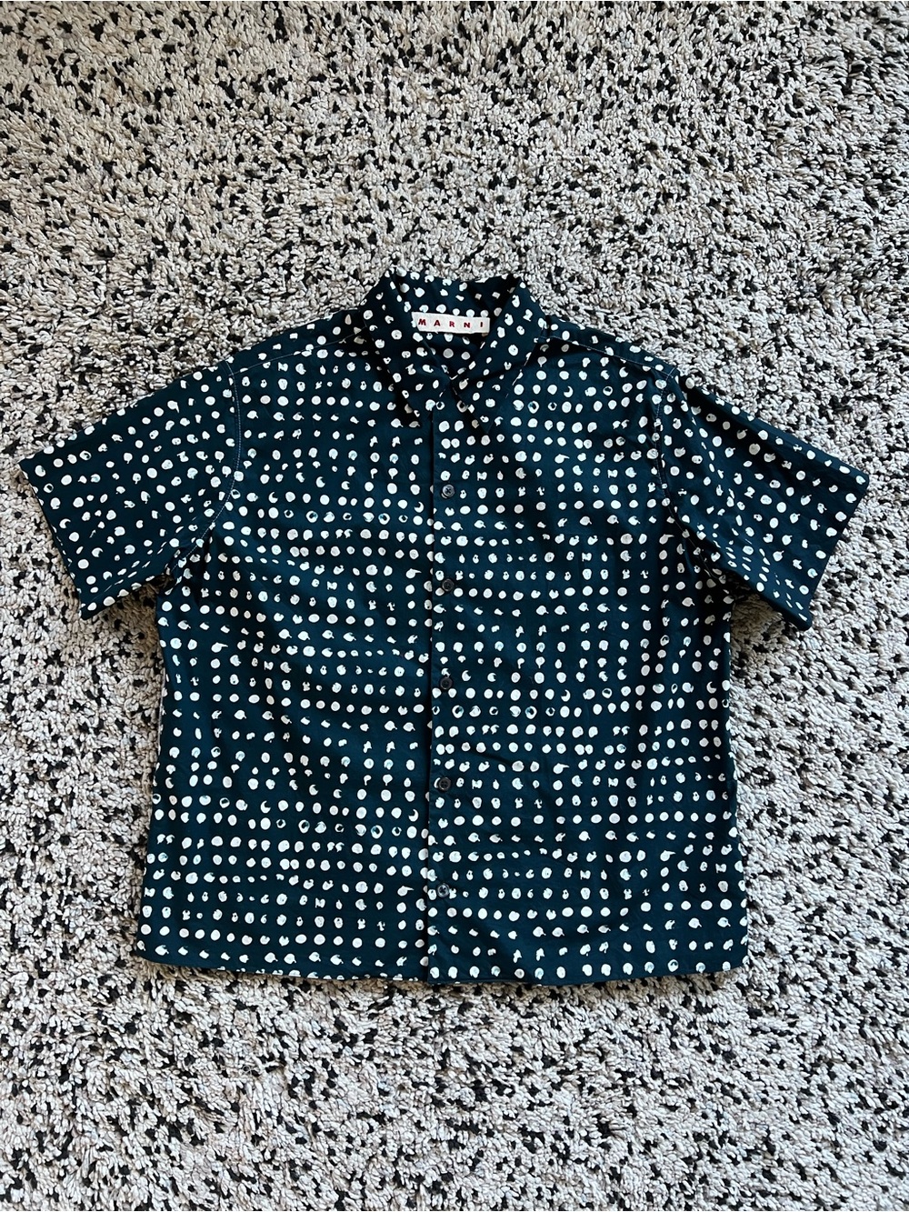 Marni Button Down Shirt Navy Blue White Dot Short Sleeve Women’s Size 38 IT
